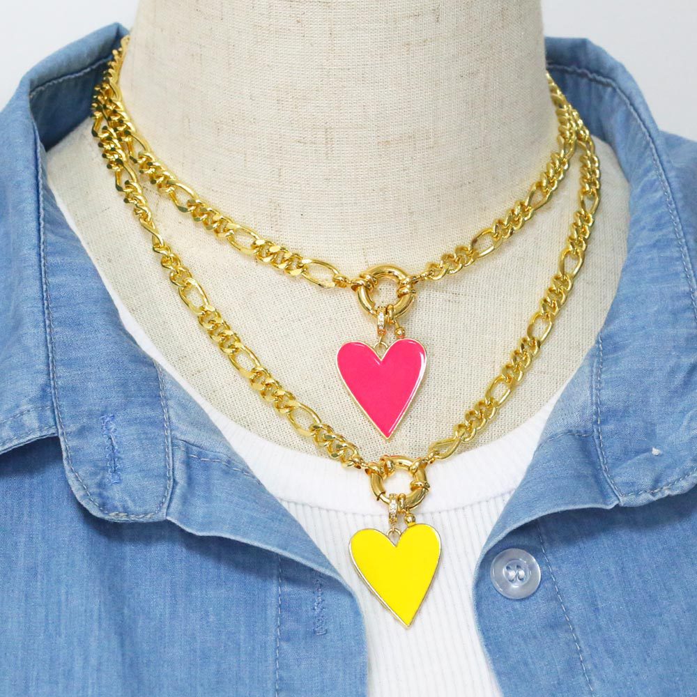 Fashion Heart Shape Copper Necklace Patchwork Zircon Copper Necklaces