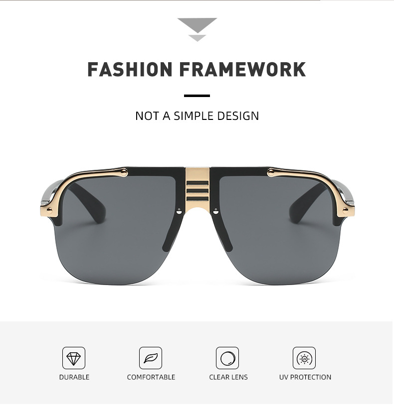 Personalised Modern Metal Sunglasses For Men Internet Celebrity Style_voghion.com
