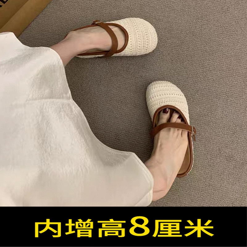 一脚蹬厚底森系勃肯鞋头复古手工编织包波西米亚子半拖鞋女夏外穿