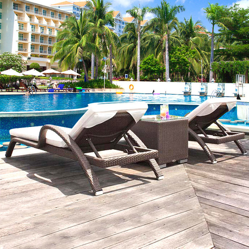 Outdoor reclining bed, lounge chair, waterproof and sunscreen, swimming pool, beach, garden, sunroom, balcony, outdoor courtyard, wicker lounge chair