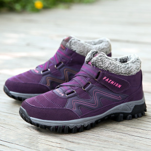 Snow Boots Women's Winter New Cotton Shoes Outdoor Mid-top Casual Shoes Thick Bottom Women's Shoes fleece-lined Warm Lovers Shoes