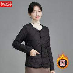 小棉服女短款加绒长袖大码冬季棉衣显瘦防寒中老年外套气质通勤