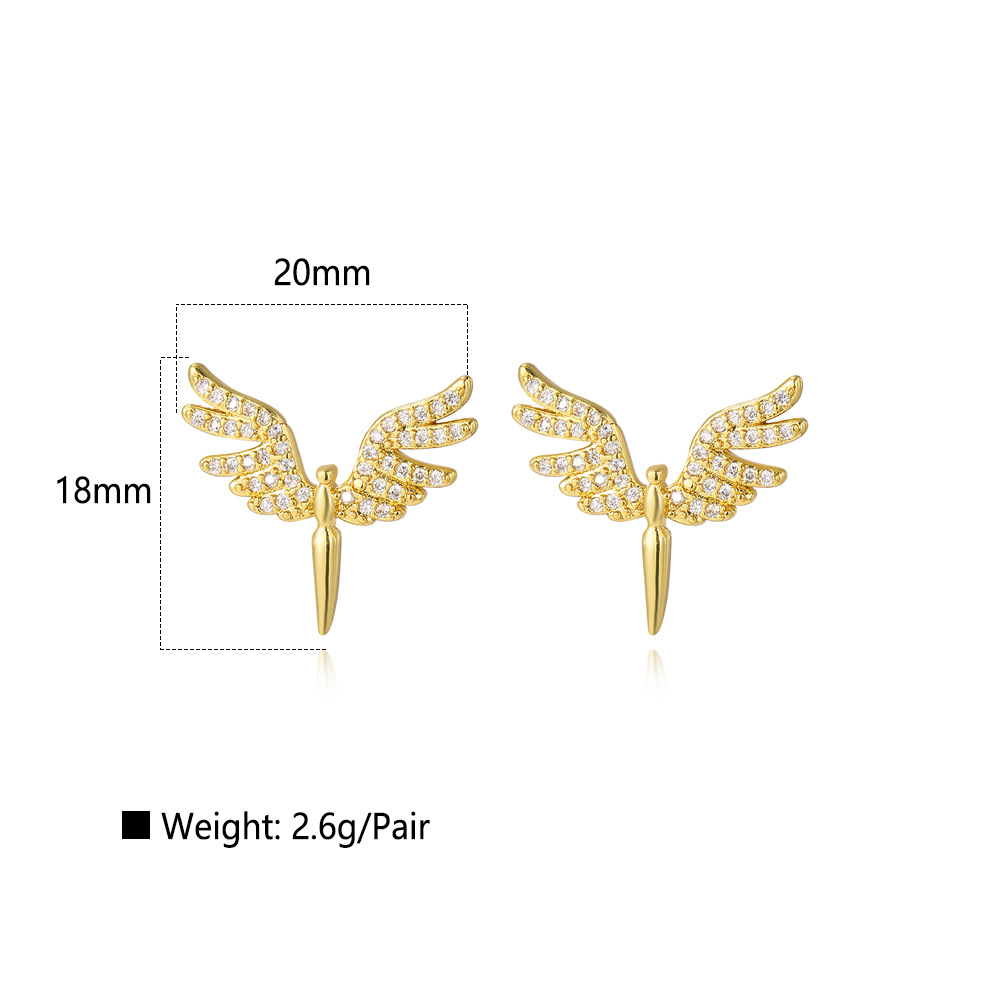 8g Weight Copper Ear Needle Material Ear Studs Classification 1 Pair Quantity Casual, Daily Occasion Copper Material Bear, Heart Shape, Wings Pattern All Seasons Season Women's Gender Plating Design Modern Style, Classic Style Style 1 Pair Modern Style Classic Style Bear Heart Shape Wings Plating Copper Ear Studs 5