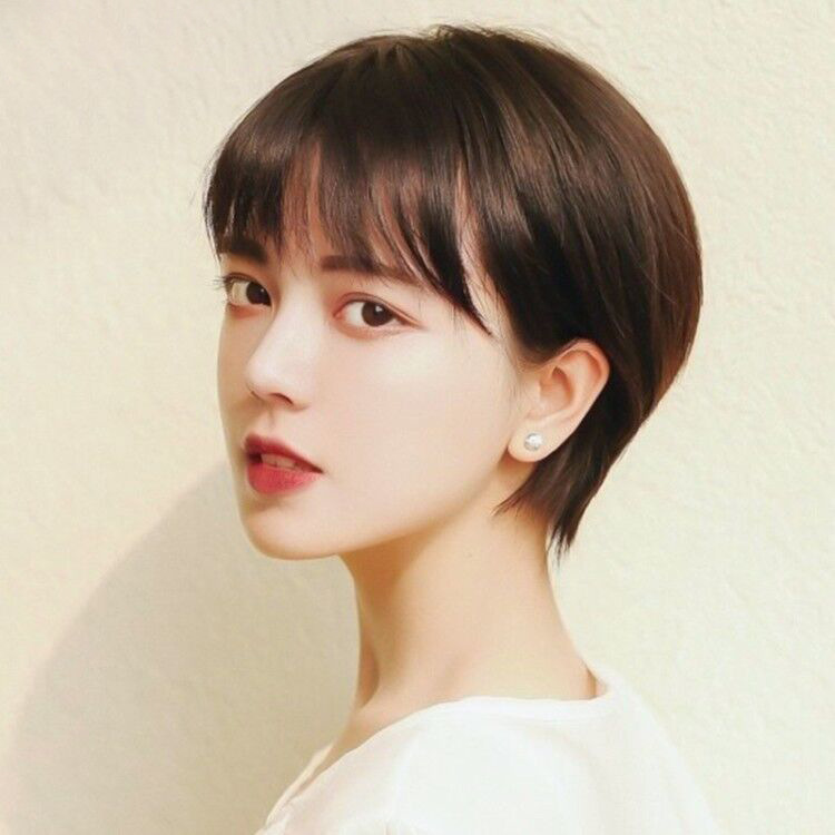 Real Hair Short Hair Wig Full Head Set for Women Natural Bob Xuchang Air Bangs Short Straight Women's Wig Headgear