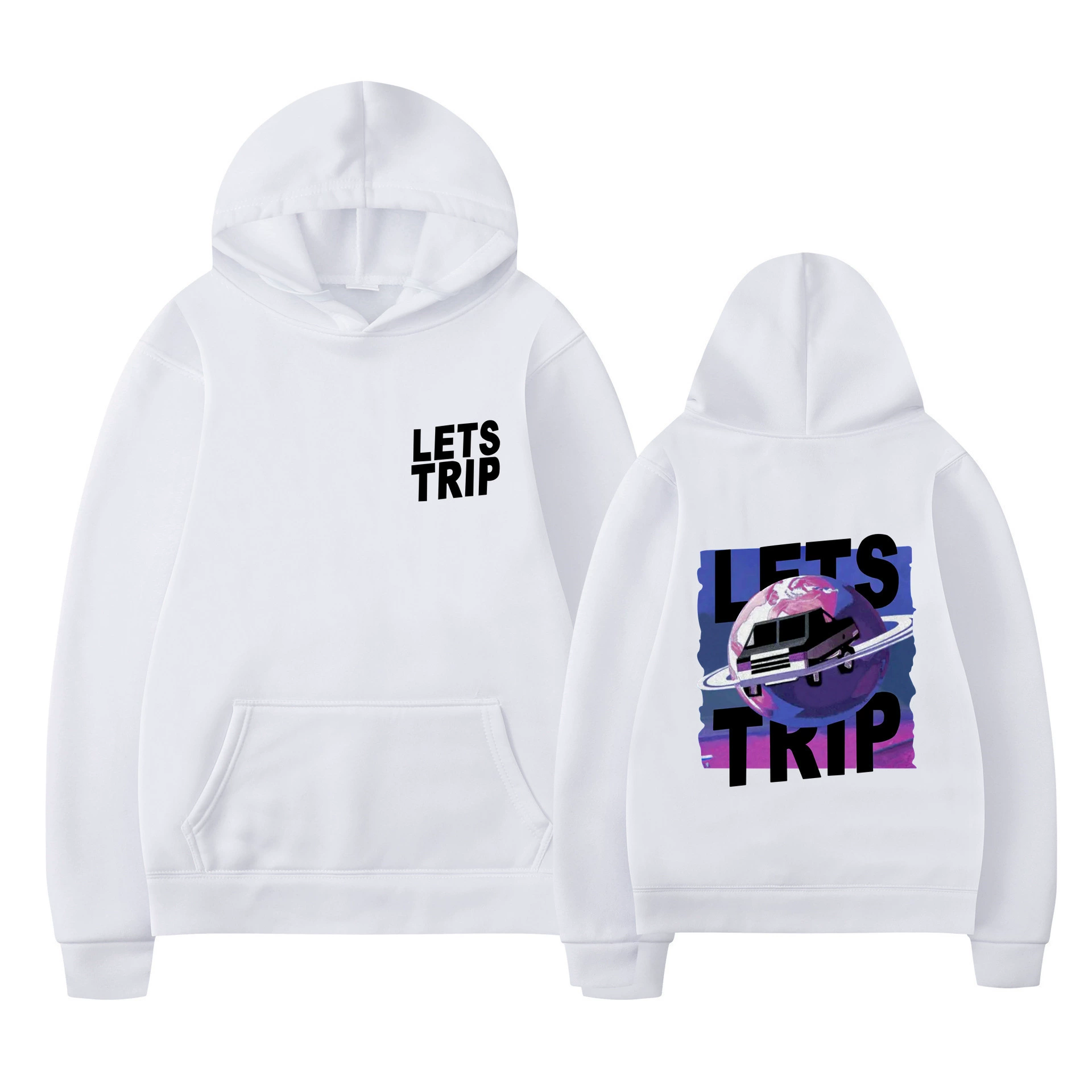 2023 новая толстовка с принтом LETS TRIP и буквенным принтом, модный пуловер с капюшоном на флисовой подкладке для мужчин и женщин