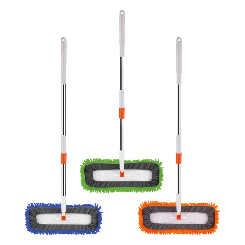 Швабра из синели плоская Швабра Влажная и сухая Бытовая ленивая Швабра двойного назначения утолщенный телескопический стержень из нержавеющей стали для чистки деревянного пола