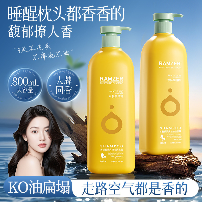 Lan Shizhe ácido salicílico refrescante champú de control de aceite limpieza profunda suave champú para el cabello suave gel de baño de lavado image 1
