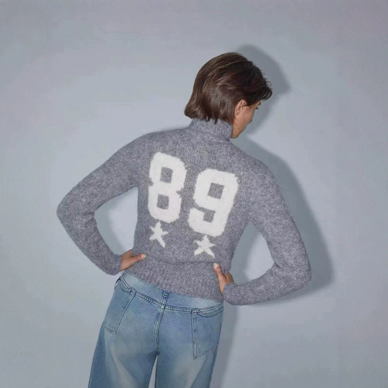 Paloma woolスポットスペイン柔らかいニットジャカードウール混紡ジッパーカーディガンセーター