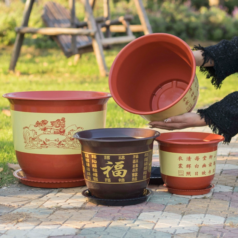 Большой калибр имитация керамической смолы большой цветочный горшок пластиковый расчистка гостиной