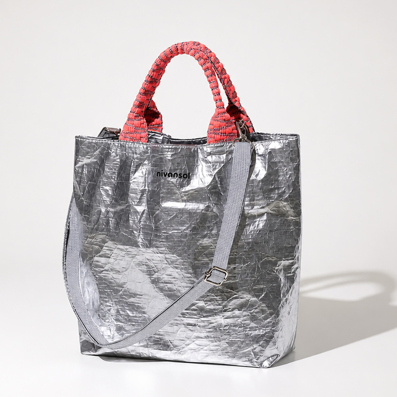 Silver Dupont Paper Bag Custom-Made Single-Shoulder Mini Commuter Artistic Fashion Versatile Crossbody Small Bag Korean Dupont Paper Bag