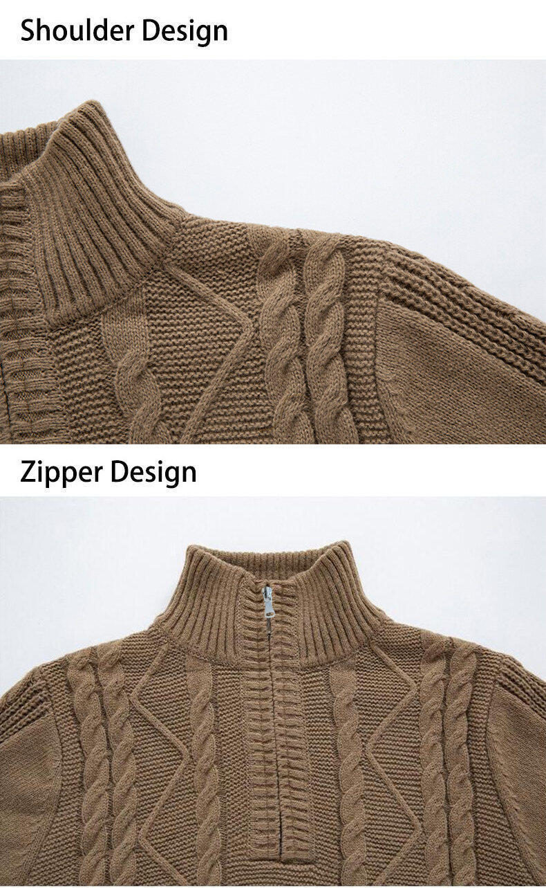 Men's Slim-Fit Knit Sweater – Korean-Inspired Layering Piece (Brown/Dark Gray/Black/Khaki, M-3XL)_viptrois.com