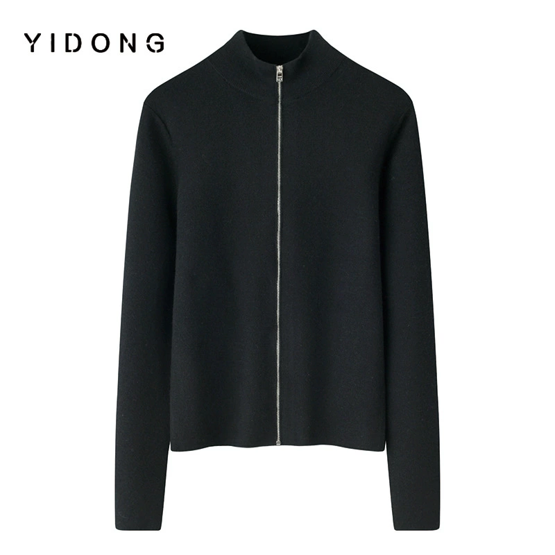 Куртка на молнии, кашемировая бархатная кардиган, увеличение толщины, slim fit, крой, высокий воротник