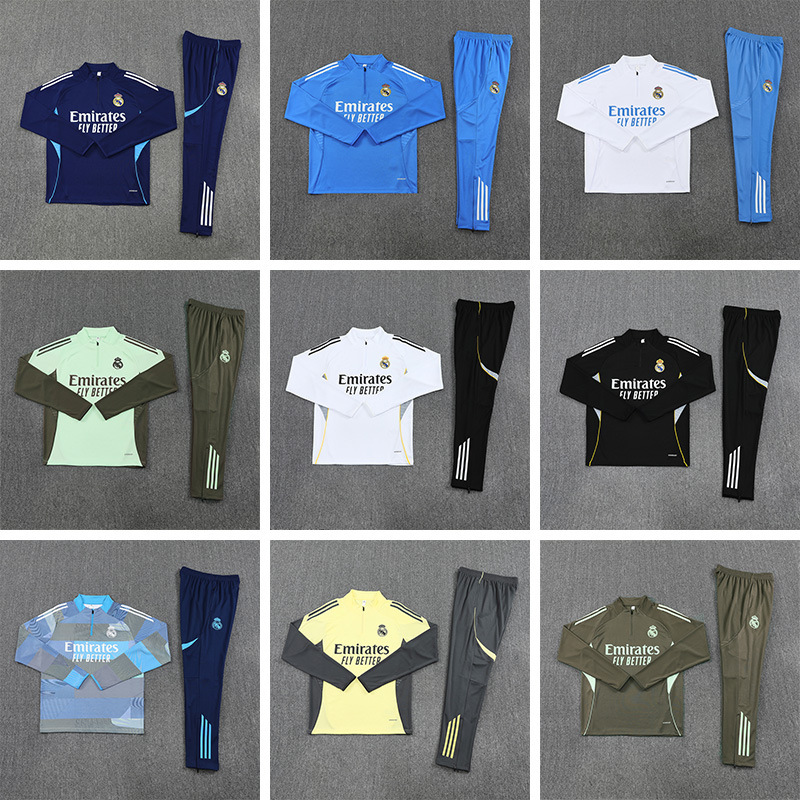 Wholesale 25/26 Autumn and Winter Real Madrid Half-Zip Long-Sleeve Jersey Football Training Uniform Appearance Suit Real Madrid