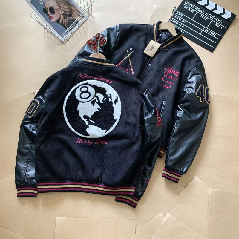 Cross-Border Free Shipping Stussy Cotton Baseball Jacket American Style Trendy Brand Loose Casual Bomber Jacket for Men and Women Cross-Border Free Shipping Stussy Cotton Baseball Jacket American Style Trendy Brand Loose Casual Bomber Jacket for Men and Women