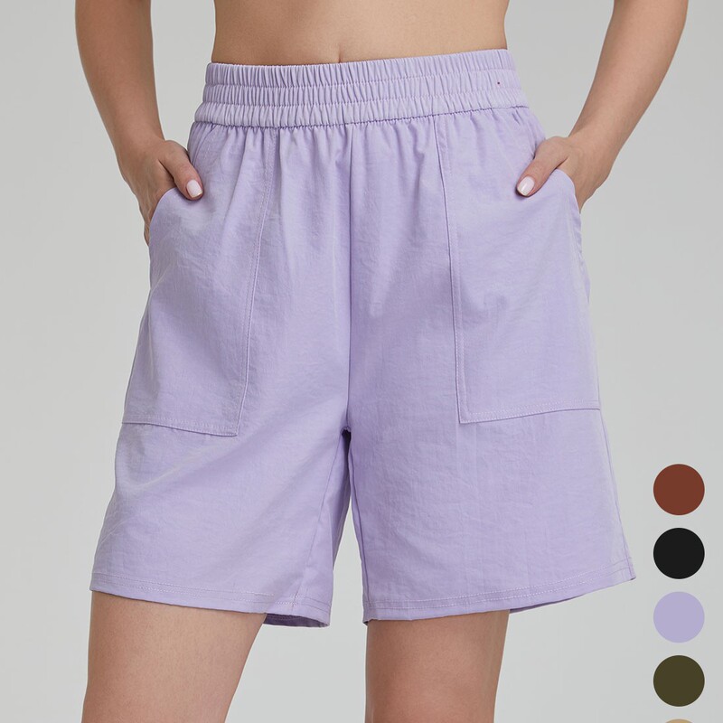 2025 European and American New High-Waisted Wide-Leg Sports Shorts Loose Fitness Five-Point Shorts Yoga Women's Shorts Thin Casual