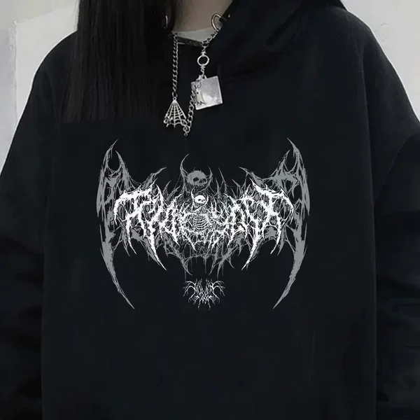 Women's Hoodie Long Sleeve Skull Graphic Print Gothic To