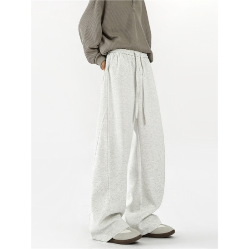 American-style high-street sabre pants: Men's trendy spring/fall patchwork wide-leg sports sweatpants—vintage, versatile, and casual straight-leg trousers