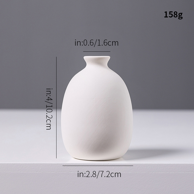 特別価格の白い素焼き陶器の小さな花瓶、ミニクリエイティブでシンプルなリビングルームの卓上ドライフラワー、フラワーアレンジメントの装飾品