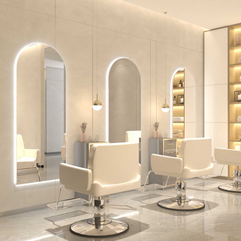eQp Barberie Red espejo simple tipo de pared belleza mirror salón de belleza espejo unilateral banda de moda image 11