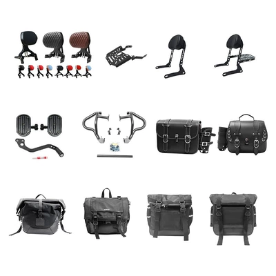 side bags, bumper, rear backrest, cargo rack, Motorcycle bumper