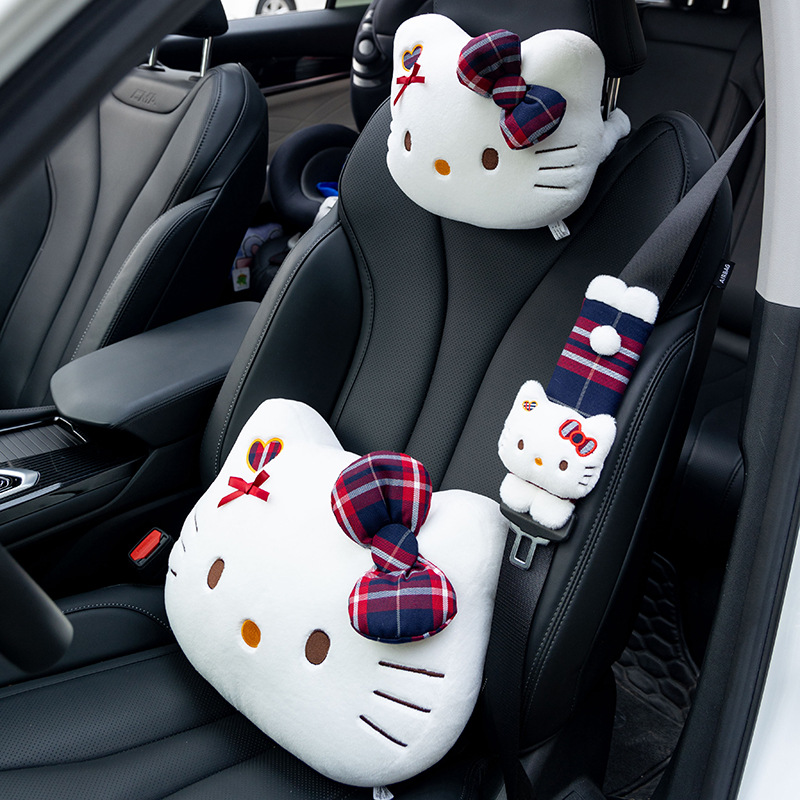 New Cute Cartoon Hellokitty Kt Cat Car Sofa Headrest Plush Home Pillow Cushion Waist Pillow