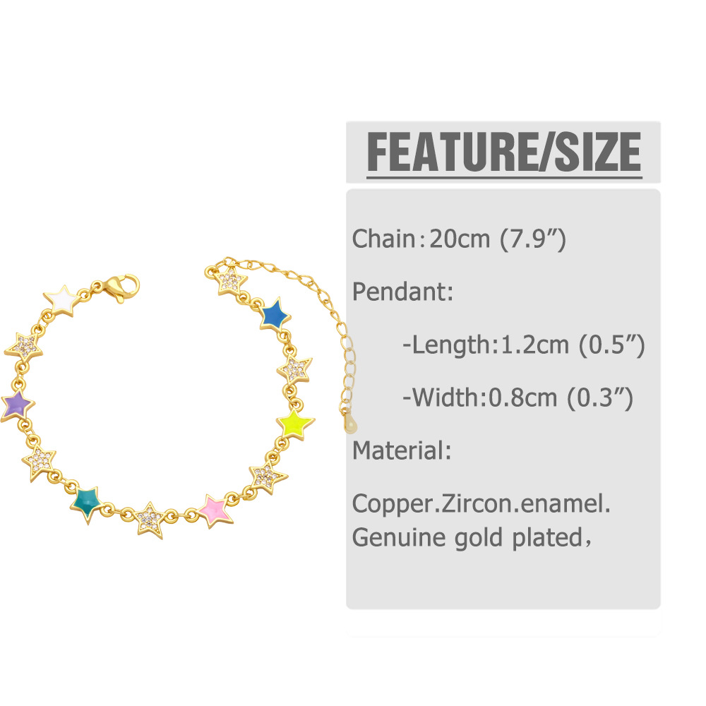 Fashion Copper Xingx Bracelet Enamel Zircon Copper Bracelets display picture 1