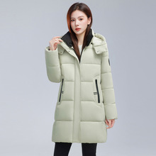 雅州鹿羽绒服女中长款2025冬季款修身显瘦时尚加厚白鸭绒连帽外套