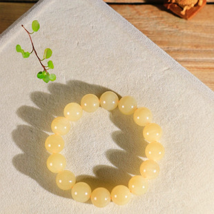Jin Yutang Xinjiang Hotan Jade Boutique Honey Sugar Bead Round Jade Run Bracelet Jade Warm and Fine Whole String Polished