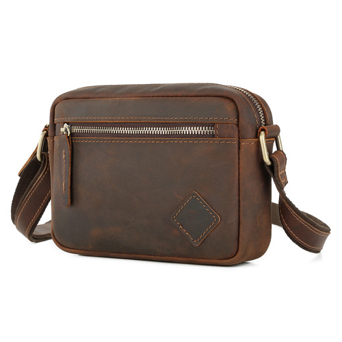 Retro Crazy Horse Leather Chest Bag Men's Crossbody Bag First Layer Cowhide Chest Bag Backpack Shoulder Bag Business Fashion Shoulder Bag