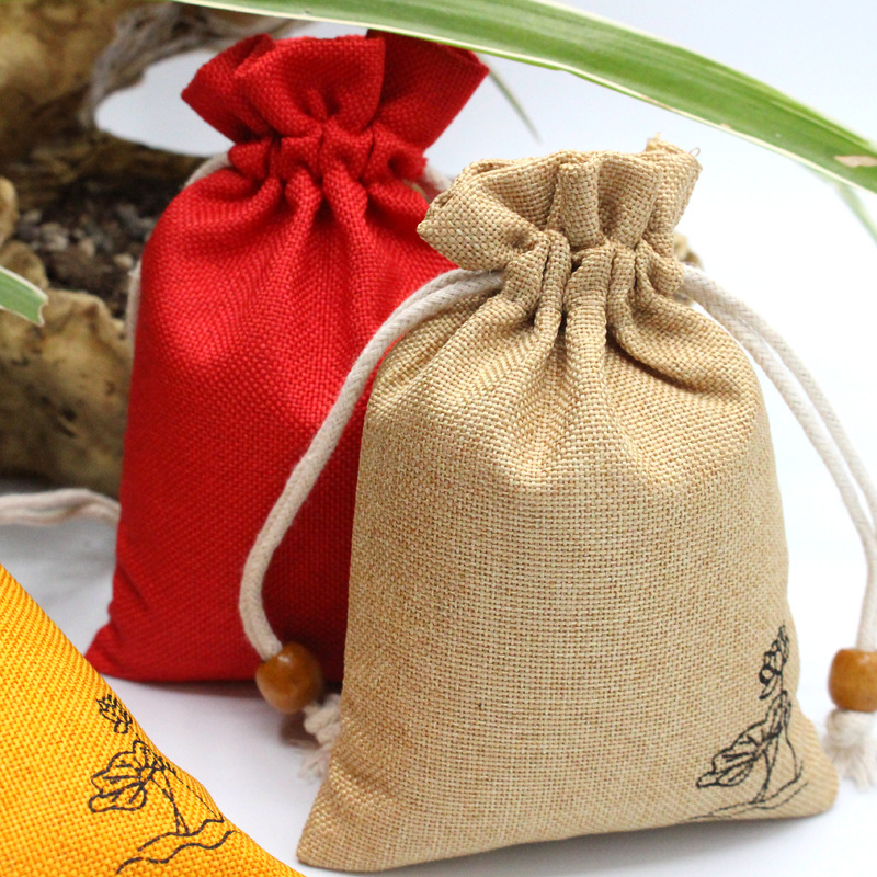 麻布束口袋香包袋中草药抽绳袋小布袋子亚麻束口包装袋现货批发