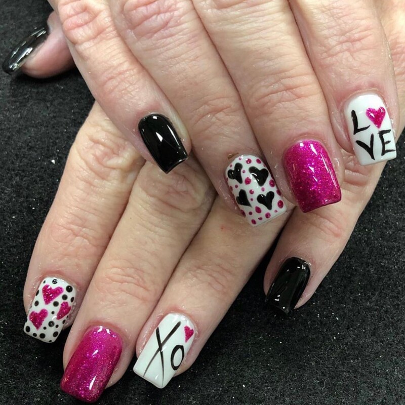 Rose Red Valentine's Day Nail Pieces Black Dot Heart-Shaped Press-On Nail Pieces Lover Love Cute Fake Nails Removable Rose Red Valentine's Day Nail Pieces Black Dot Heart-Shaped Press-On Nail Pieces Lover Love Cute Fake Nails Removable