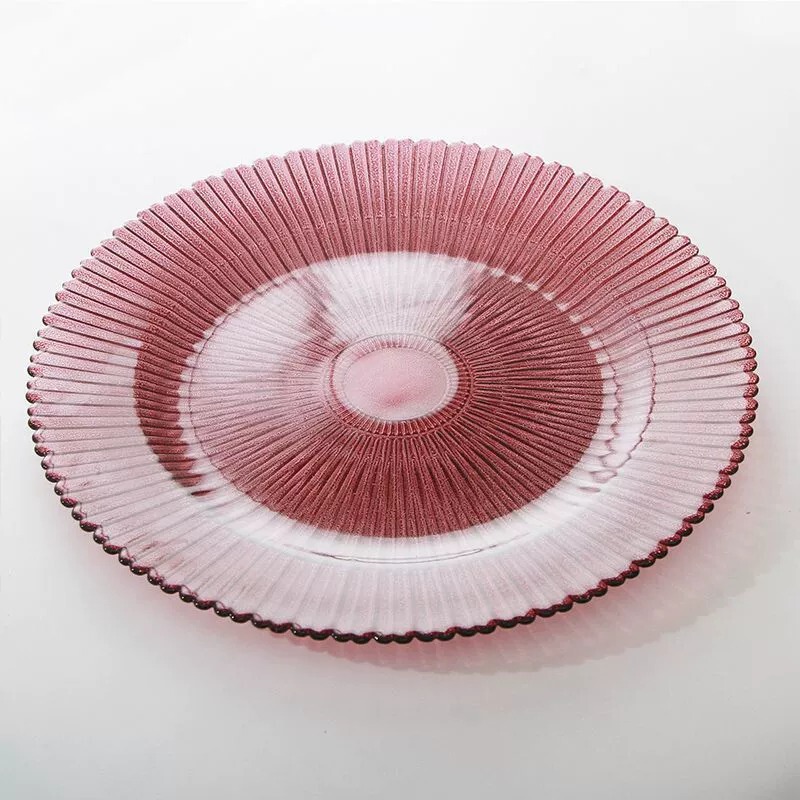 Cross-Border Colored Glass Fruit Plate, Creative Modern Household Glass Tray for Living Room Coffee Table, Light Luxury Ins-Style Fruit Bowl