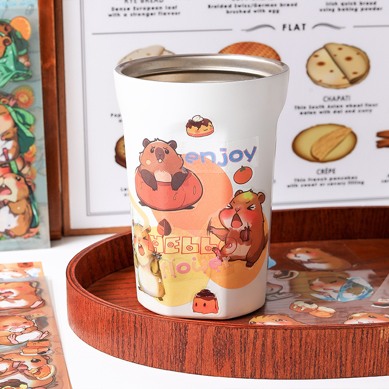 Dream Bear Journey Pegatinas de pet transparentes a prueba de agua Pegatinas de diario de facturación de bricolaje Pegatinas de conejillo de indias de animales de dibujos animados transfronterizos