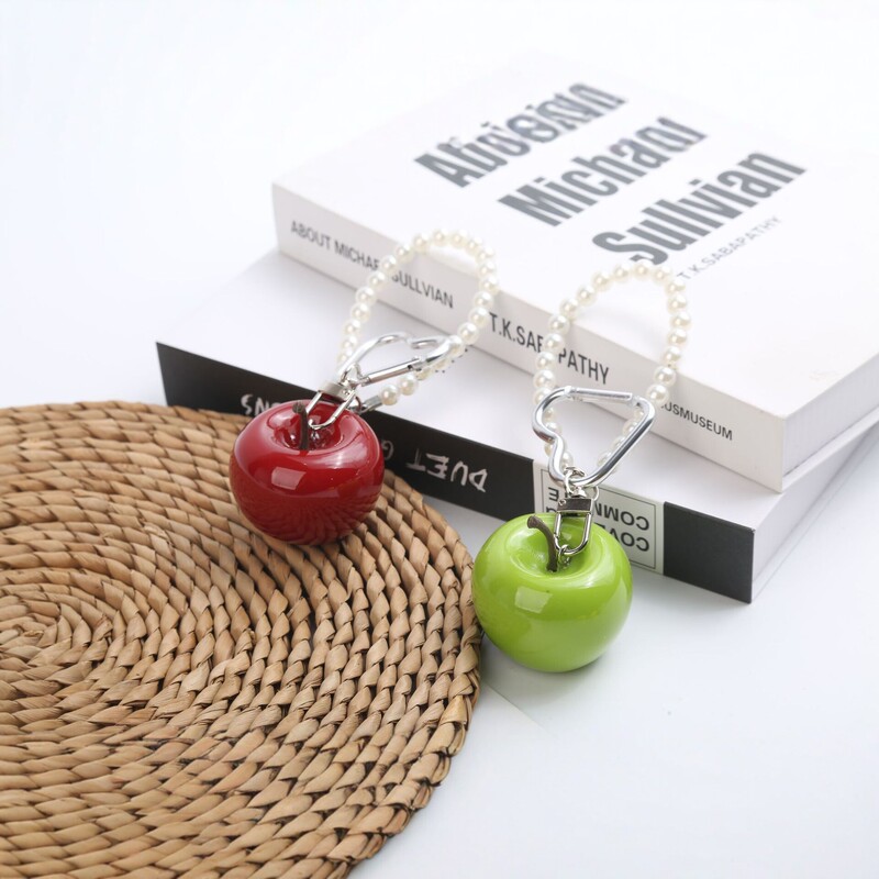 Fashionable Imitation Apple Keychain Pearl Pendant Creative Bag Car Decoration Small Ornament Resin Heart Pendant Fashionable Imitation Apple Keychain Pearl Pendant Creative Bag Car Decoration Small Ornament Resin Heart Pendant