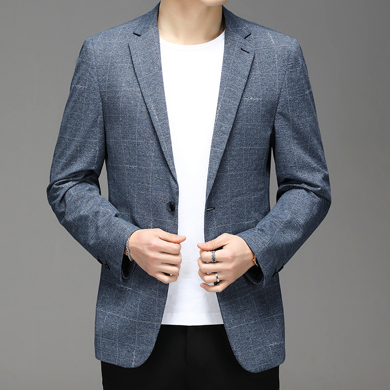 Cross border spring and autumn new pattern men's wear jacket business affairs leisure time suit knitting Elastic force Jacquard weave Men's man 's suit coat wholesale