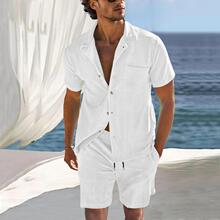 G 27868 Men's lapel short sleeve shorts set ��ʿ�������̿�