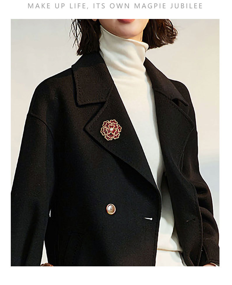 高档奢华大气锆石花朵胸针高级感多层立体胸花国风优雅