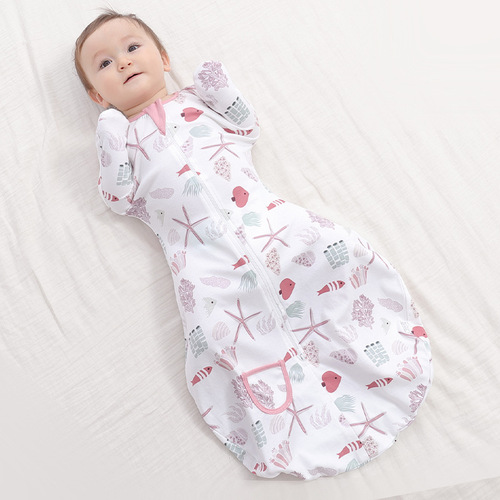 Newborn baby anti-hiccup sleeping bag pure cotton swaddling blanket spring summer folding-style baby anti-kick blanket for all seasons