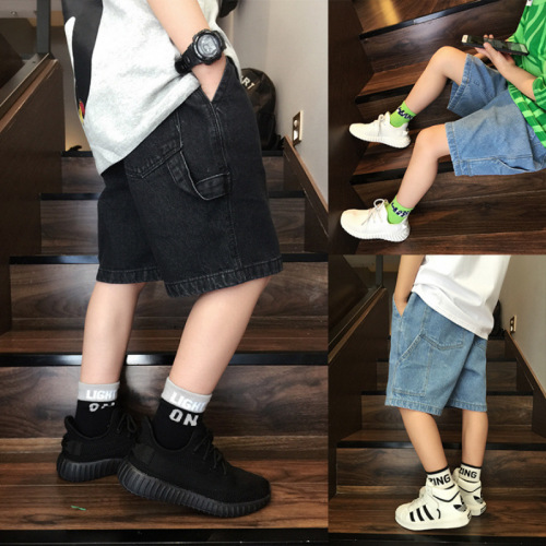 Boys' Summer Version Korean Style Children's Versatile Denim Shorts Shorts for Middle Children Denim Summer Outerwear Fashion