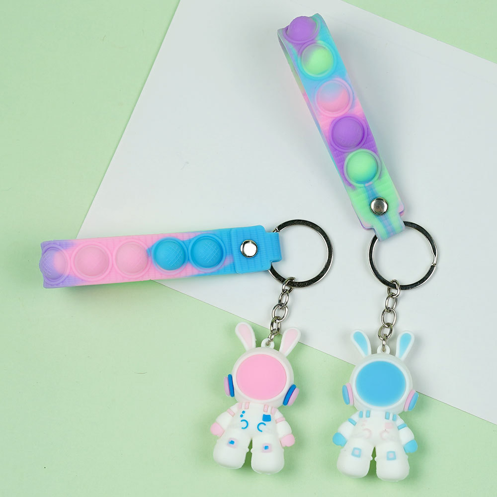 New Creative Cartoon Space Rabbit Keychain Cute Bag Car Keychain Pendant Claw Machine Boutique Gift