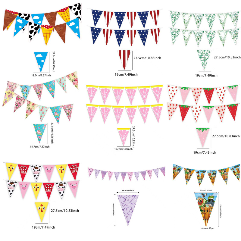Laminated Waterproof Triangular Flags, String Flags, Birthday Party, Opening Exhibition Event Decorations, Triangular Flag Collection