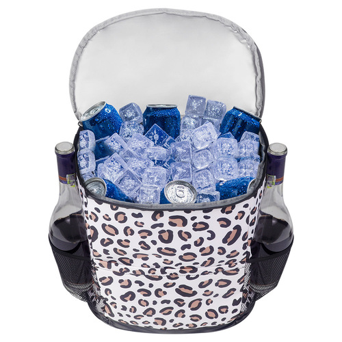 American-style outdoor ice bag, water leopard print dual shoulder insulated picnic bag, portable refrigerated red wine ice pack backpack