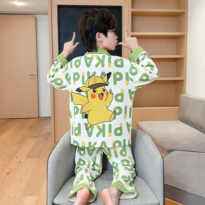 Nuevos pijamas infantiles primavera y otoño niños algodón de manga larga delgada para niños mayores adolescentes niños ropa de hogar al por mayor