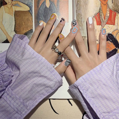 PD-223彩虹豹紋假指甲片多巴胺酷穿戴美甲成品甲片貼24片美甲批發