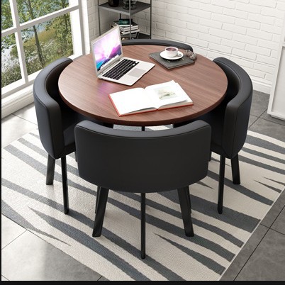 Simple Recepción y negociación pequeña mesa redonda mesa de recepción negociación reunión mesa de invitados y silla traje Oficina área de descanso mesa y silla combinación
