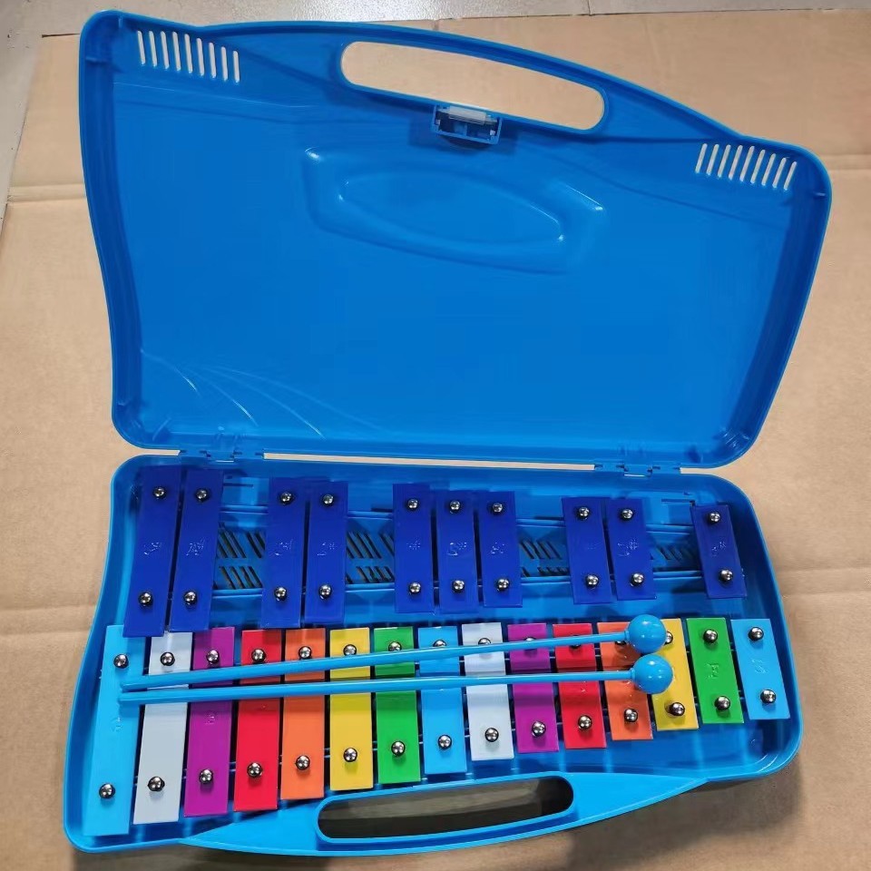 Piano de acero de 25 tonos Orff instrumento de percusión piano de mano para niños tablero de sonido de aluminio para niños educación temprana pequeña campana piano al por mayor