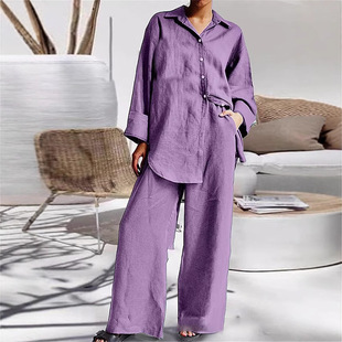 Fashion 2025 Cross-border Southeast Asia Spring and Autumn Women's Loose Elegant Shirt Long Two-piece Casual apricot