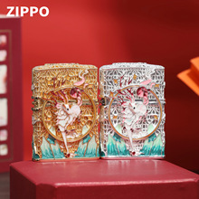 Zippo芝宝正品防风打火机一鹿相伴珐琅套壳煤油机个性礼物批发