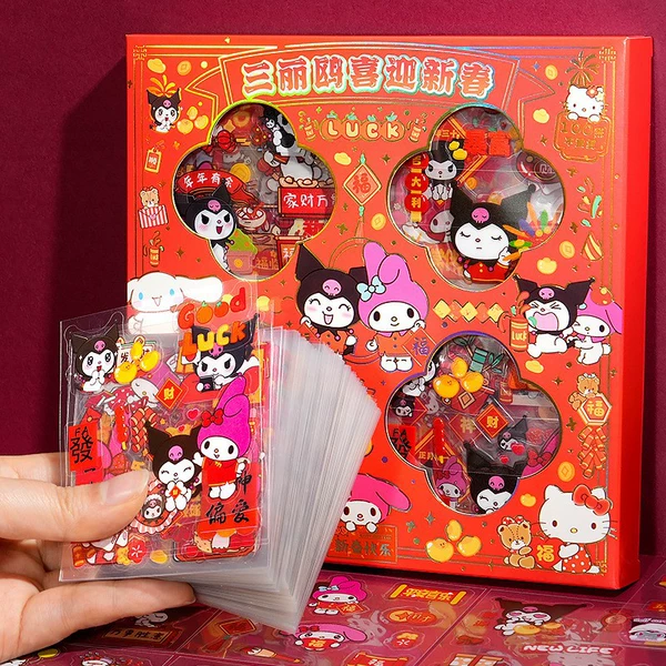 Sanrio welcomes the New Year [18.5*18.5] transparent sticker gift box