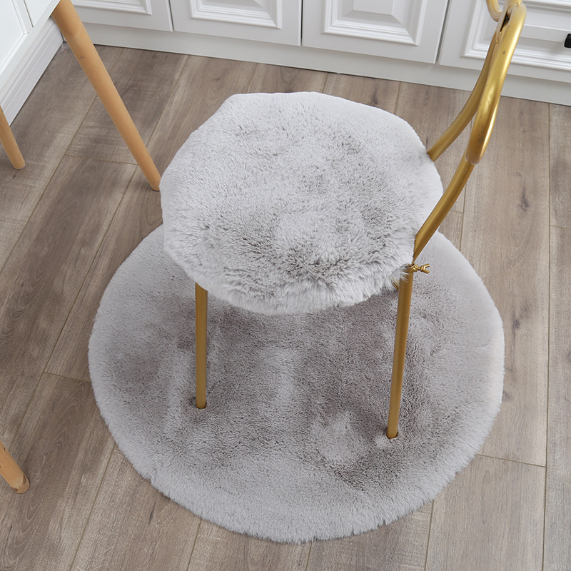 Makeup Chair Mat – Other Car Carpet - light-gray-imitation-rabbit-fur-40cm-diameter-round